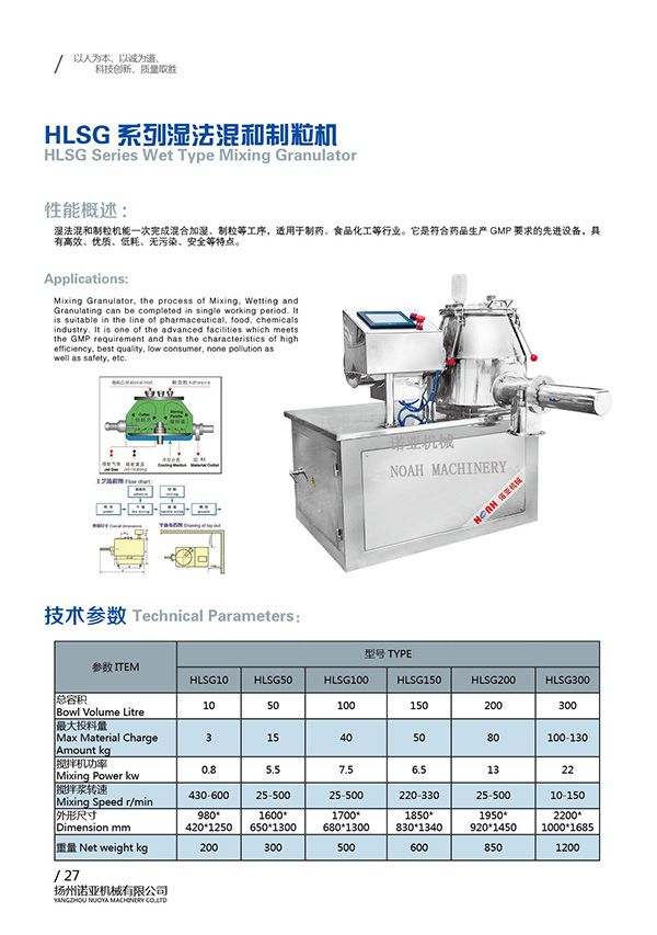 HLSG Series High Speed Wet Mixing Granulator