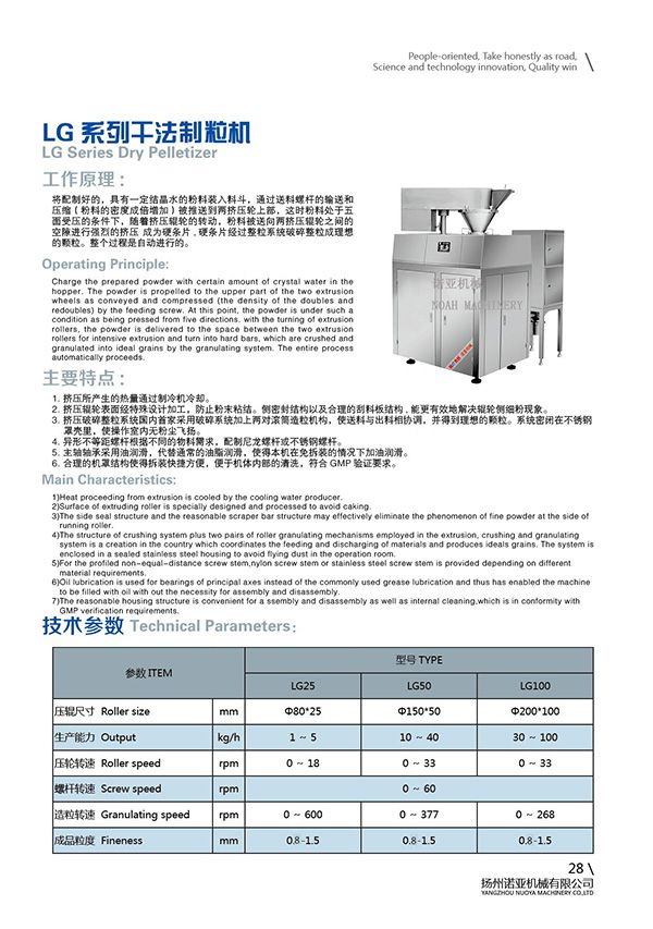 LG Series Dry Pelletizer LG Series Dry Granulator