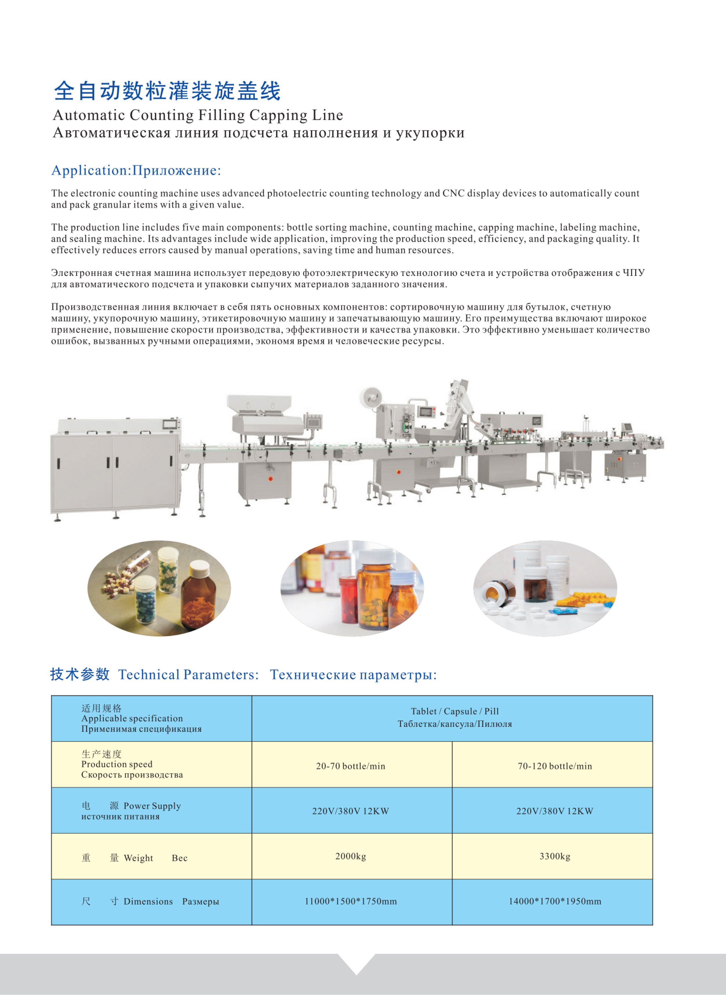 Automatic Tablet Capsule Counting & Filling Production Line