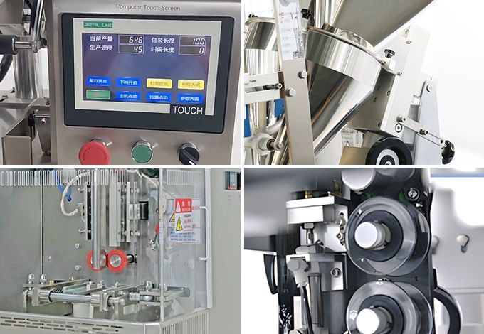 Máquina envasadora vertical totalmente automática HDK (sellado posterior, sellado en tres lados, ángulo recto)